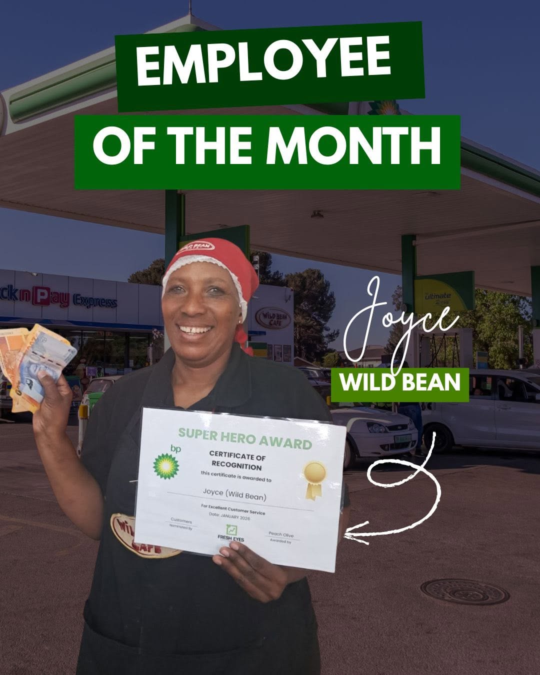 Employee of the Month, Karabo, Cashier (BP Boulevard Motors)