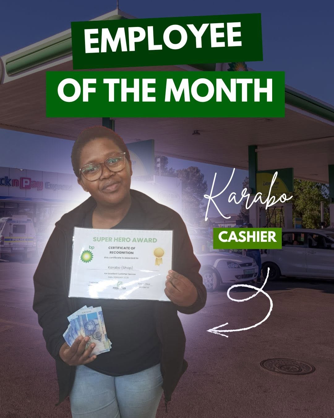 Employee of the Month, Selina, Forecourt (BP Boulevard Motors)